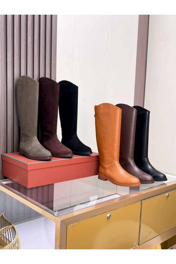 Женские кожаные сапоги Loro Piana premium - Chestnut