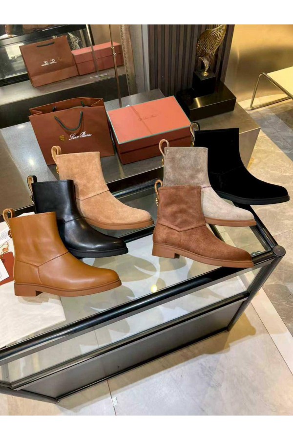 Женские замшевые сапоги Loro Piana premium - Black