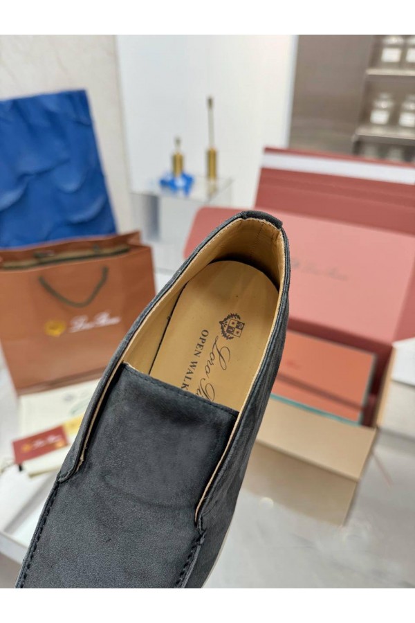 Женские замшевые лоферы Loro Piana premium - Grey