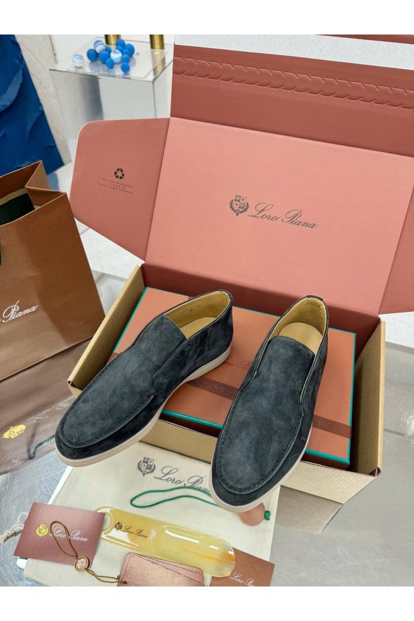 Женские замшевые лоферы Loro Piana premium - Grey