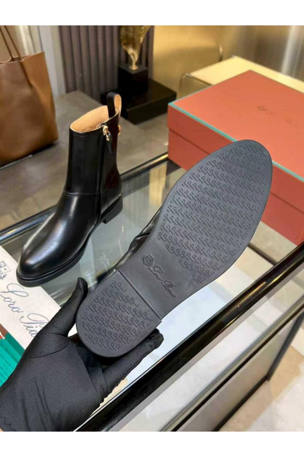 Женские кожаные сапоги Loro Piana premium - Black