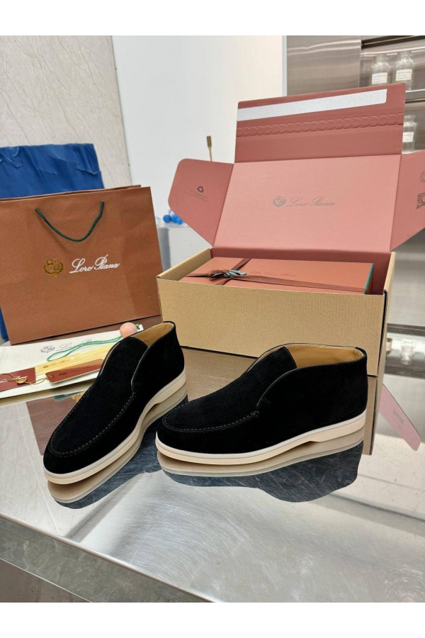 Женские замшевые лоферы Loro Piana premium - Black