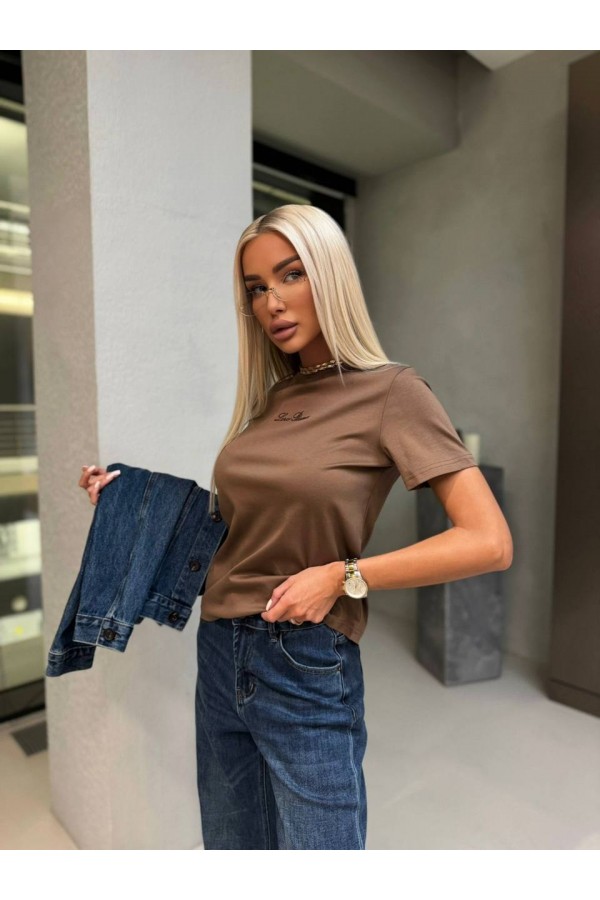 Женская базовая футболка Loro Piana premium - Brown