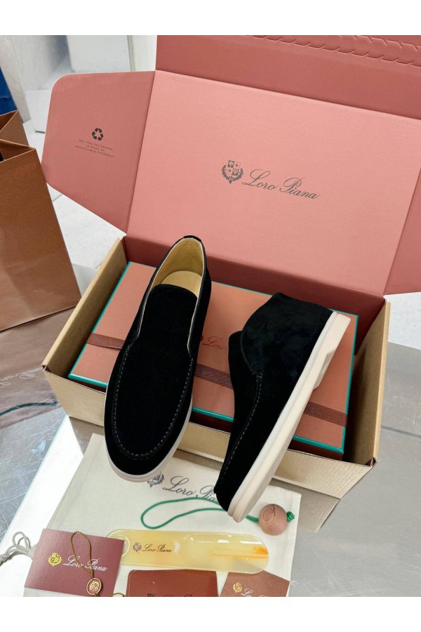 Женские замшевые лоферы Loro Piana premium - Black