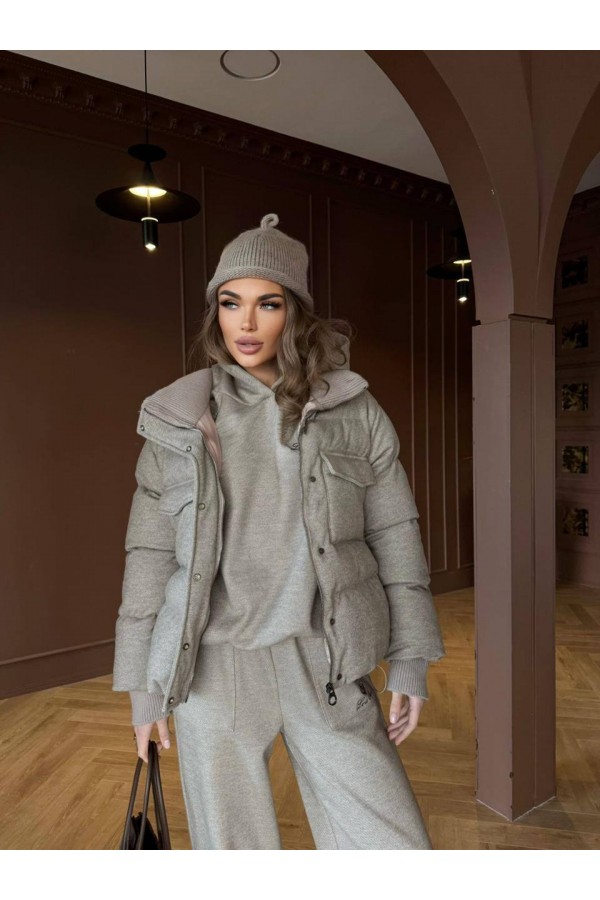 Женский костюм тройка на флисе Loro Piana premium - Beige