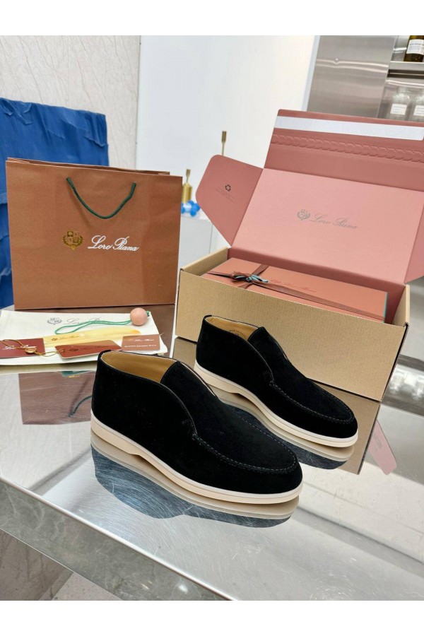 Женские замшевые лоферы Loro Piana premium - Black