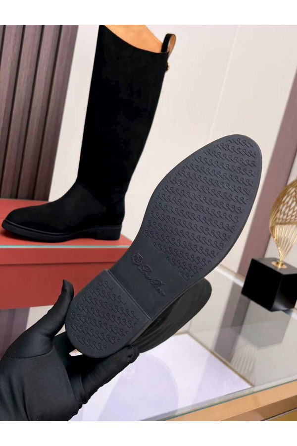 Женские замшевые сапоги Loro Piana premium - Black