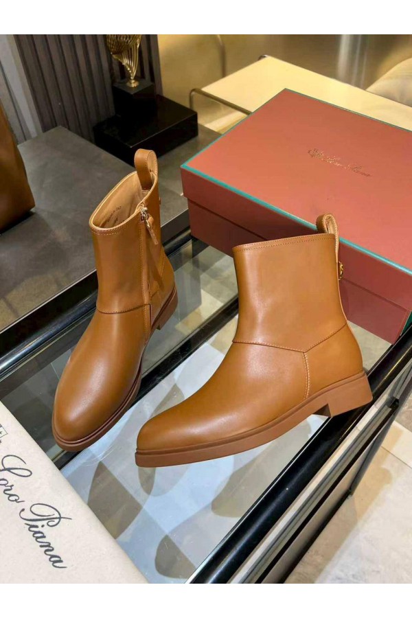 Женские кожаные сапоги Loro Piana premium - Chestnut