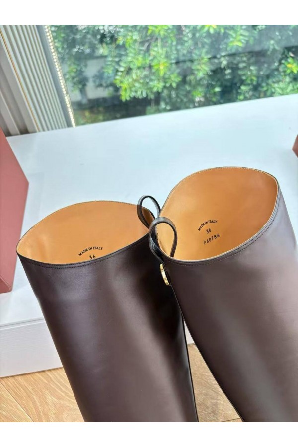 Женские кожаные сапоги Loro Piana premium - Brown