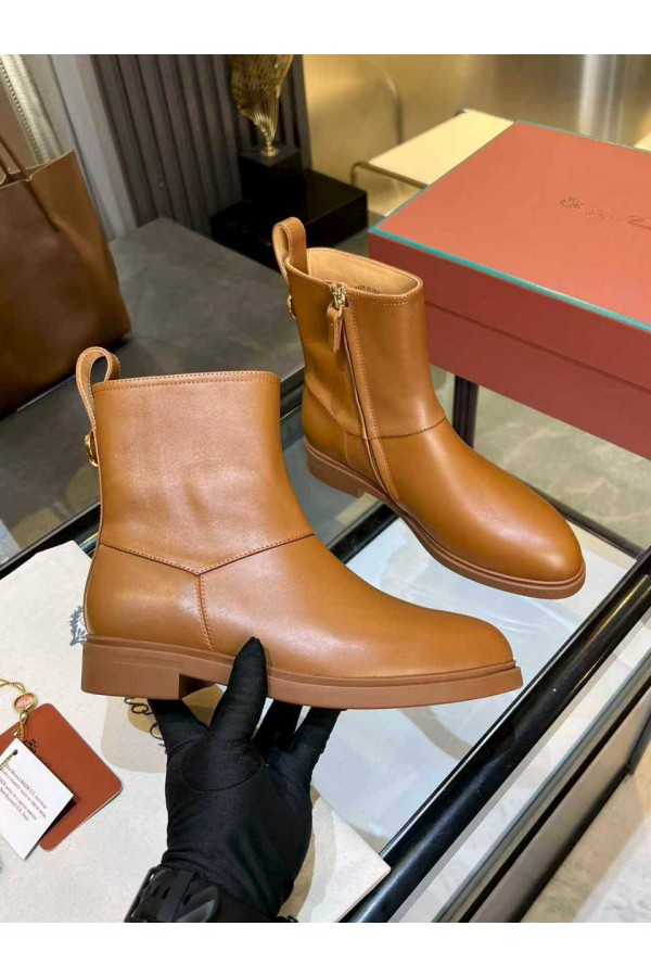 Женские кожаные сапоги Loro Piana premium - Chestnut