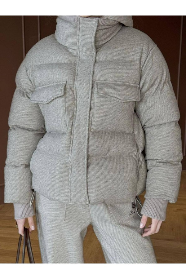 Женский костюм тройка на флисе Loro Piana premium - Beige