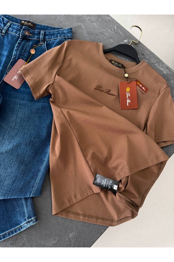 Женская базовая футболка Loro Piana premium - Brown