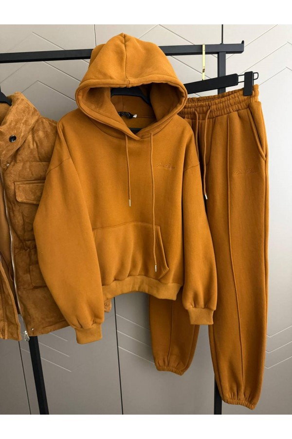 Женский костюм тройка на флисе Loro Piana premium - Chestnut