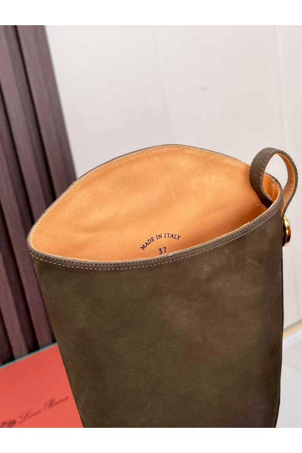 Женские замшевые сапоги Loro Piana premium - Grey