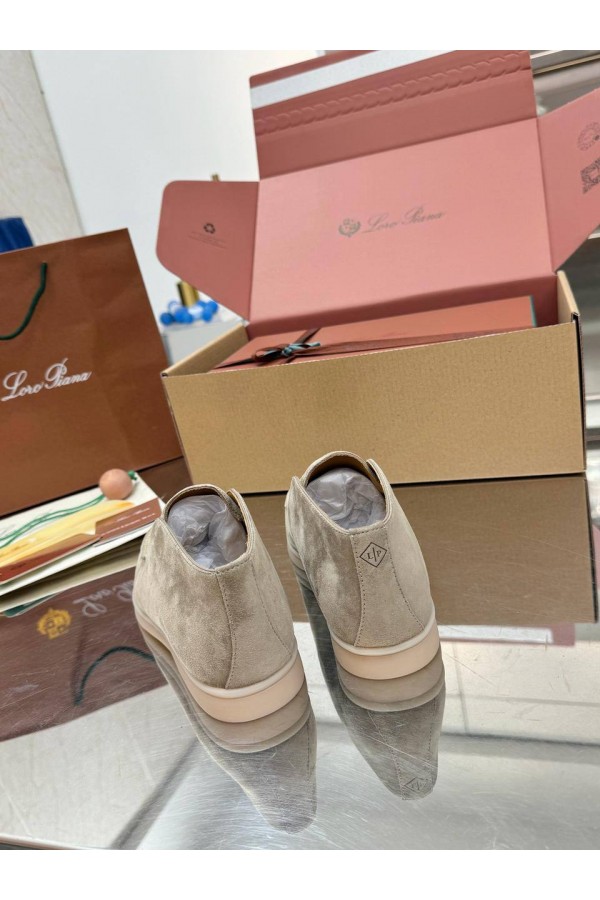 Женские замшевые лоферы Loro Piana premium - Light Grey