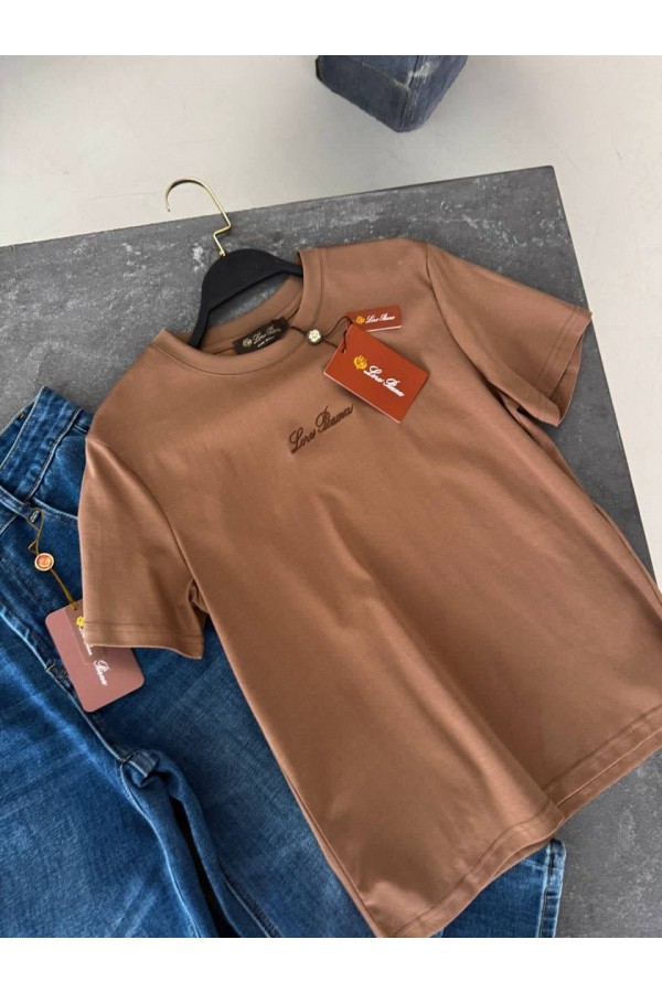 Женская базовая футболка Loro Piana premium - Brown