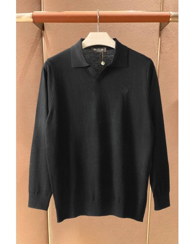Поло с длинным рукавом Loro Piana premium - Black