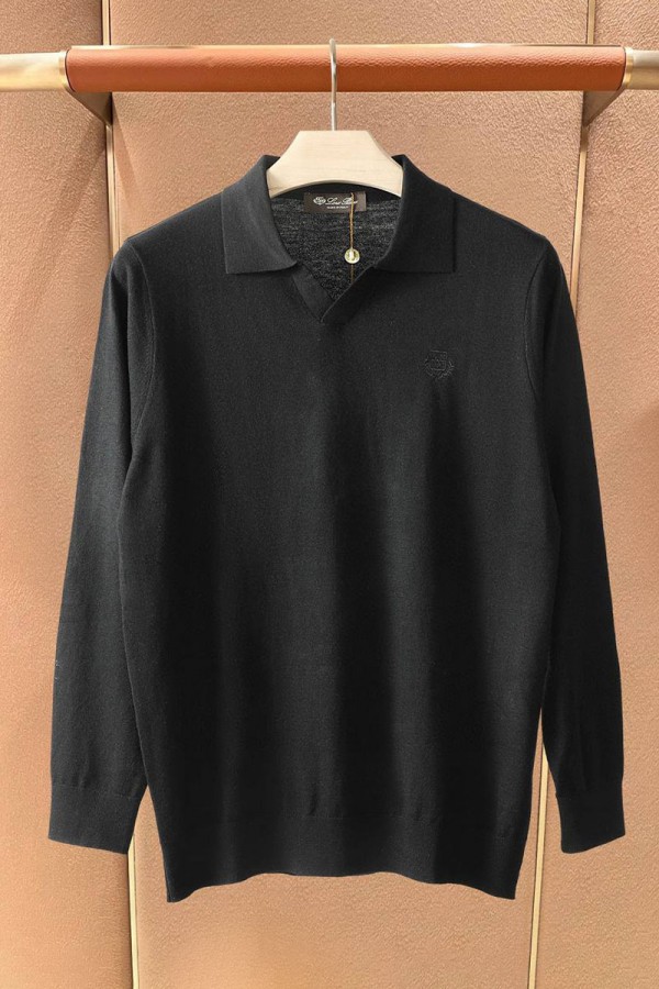 Поло с длинным рукавом Loro Piana premium - Black
