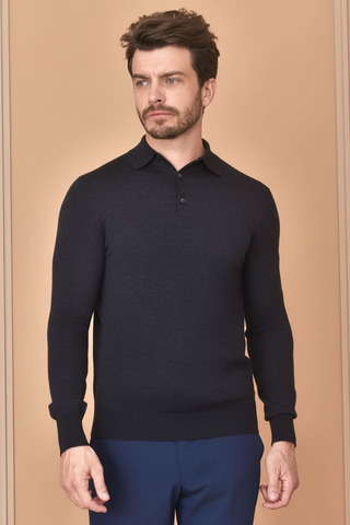 Поло с длинным рукавом Loro Piana Premium - Black Flower Gray