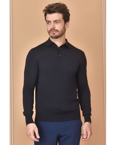 Поло с длинным рукавом Loro Piana Premium - Black Flower Gray