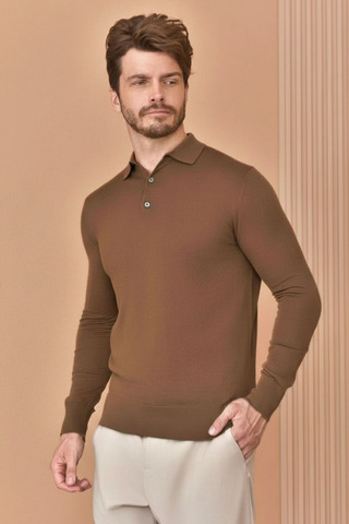 Поло с длинным рукавом Loro Piana Premium - Caramel