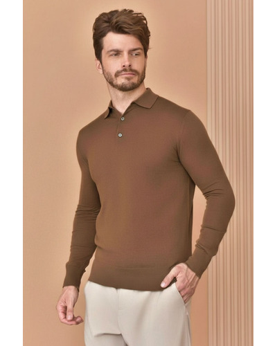 Поло с длинным рукавом Loro Piana Premium - Caramel