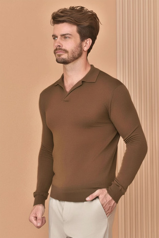 Поло с длинным рукавом Loro Piana Premium - Caramel