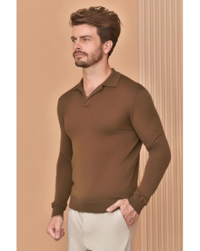 Поло с длинным рукавом Loro Piana Premium - Caramel