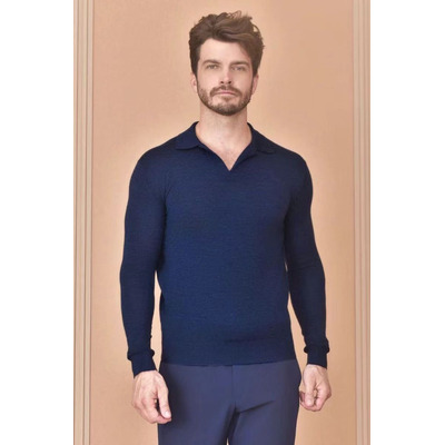 Поло с длинным рукавом Loro Piana Premium - Flower Hide Blue