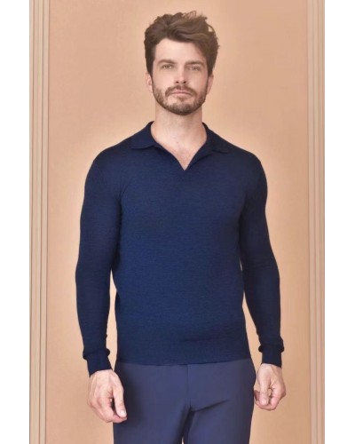 Поло с длинным рукавом Loro Piana Premium - Flower Hide Blue