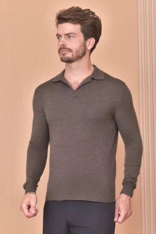 Поло с длинным рукавом Loro Piana Premium - Gray Coffee