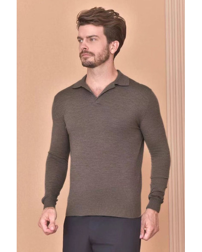 Поло с длинным рукавом Loro Piana Premium - Gray Coffee