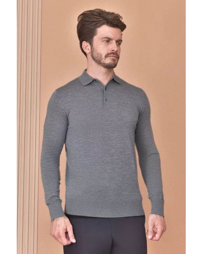 Поло с длинным рукавом Loro Piana Premium - Light Flower Gray