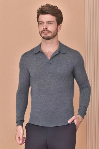 Поло с длинным рукавом Loro Piana Premium - Light Flower Gray