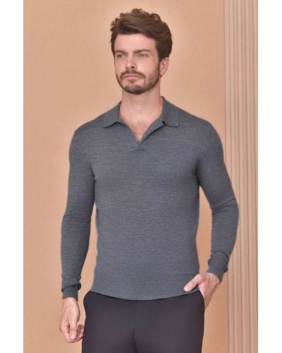 Поло с длинным рукавом Loro Piana Premium - Light Flower Gray