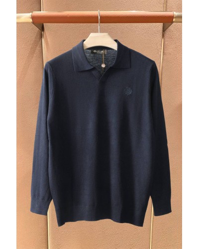 Поло с длинным рукавом Loro Piana premium - Navy