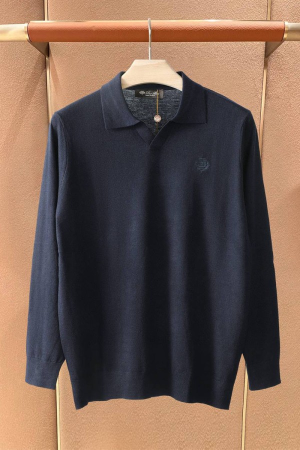 Поло с длинным рукавом Loro Piana premium - Navy