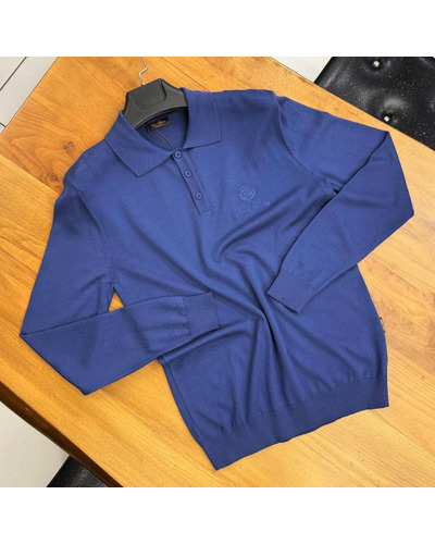 Поло с длинным рукавом Loro Piana цвета индиго