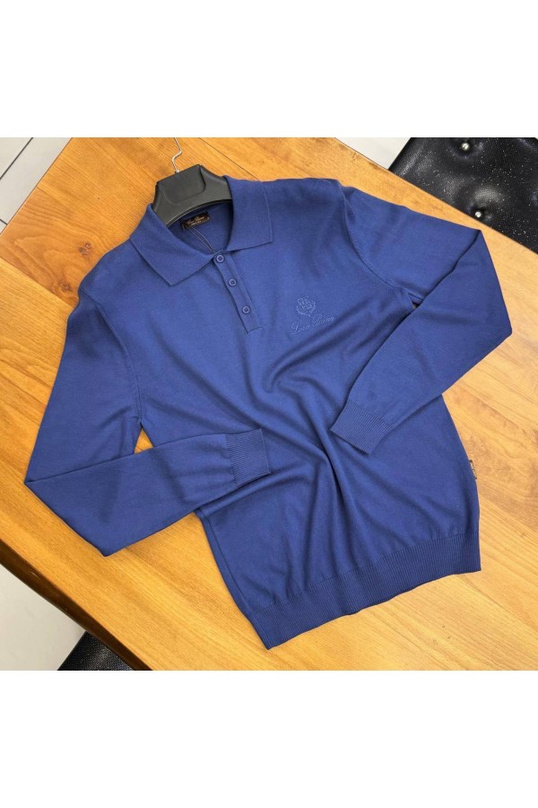 Поло с длинным рукавом Loro Piana цвета индиго