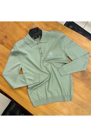 Поло с длинным рукавом Loro Piana зелёного цвета