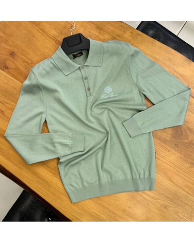 Поло с длинным рукавом Loro Piana зелёного цвета