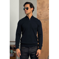 Тёмно-синий джемпер Loro Piana Zip Neck