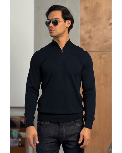 Тёмно-синий джемпер Loro Piana Zip Neck