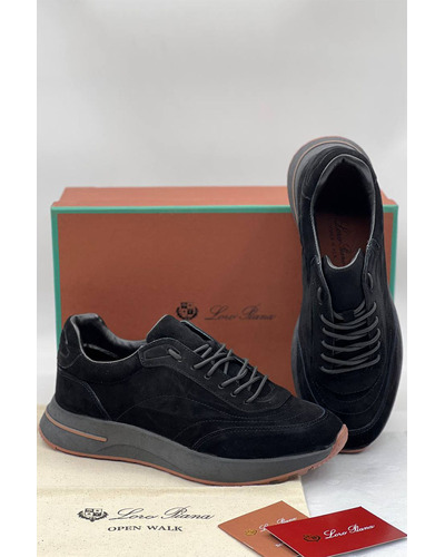 Замшевые кроссовки Loro Piana чёрного цвета