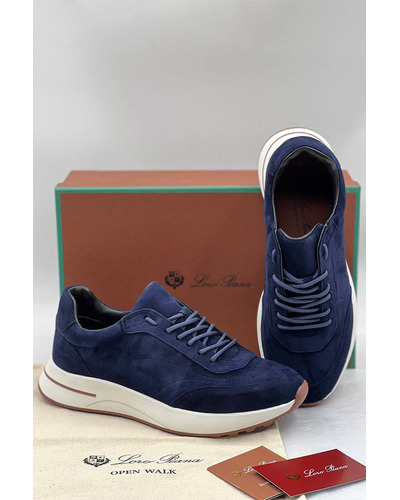 Замшевые кроссовки Loro Piana синего цвета