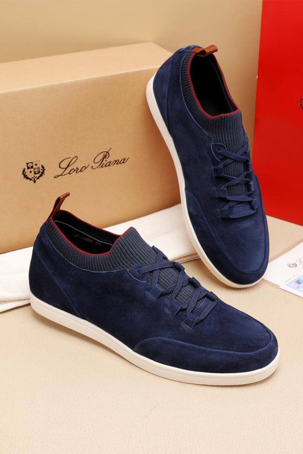 Замшевые кроссовки Loro Piana Soho Walk - Navy