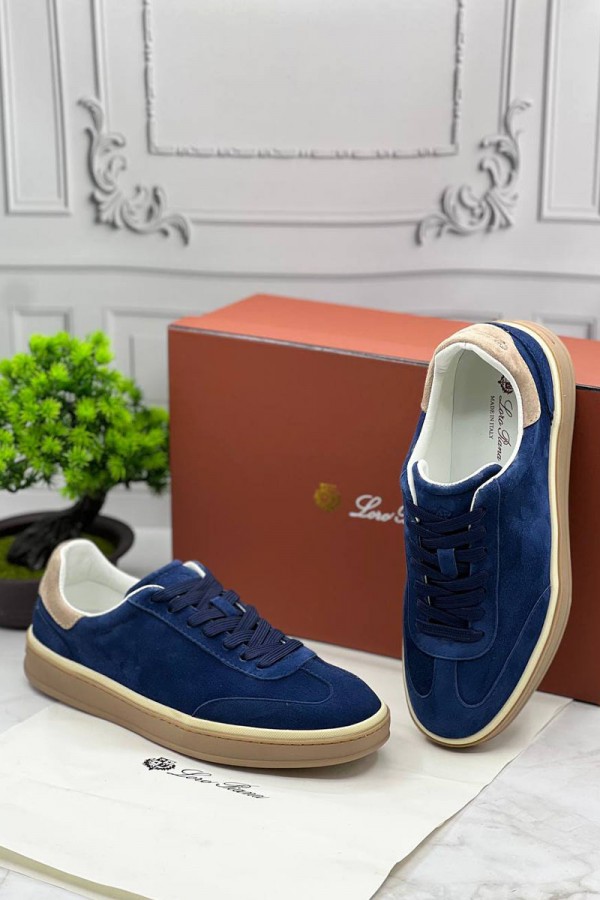 Замшевые кроссовки Loro Piana Tennis Walk - Navy