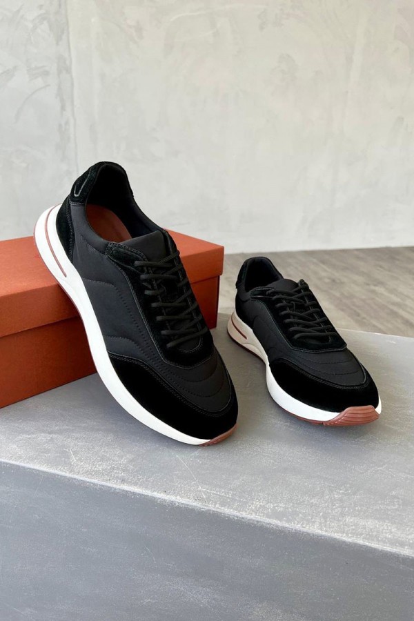 Замшевые кроссовки Loro Piana Week End Walk - Black