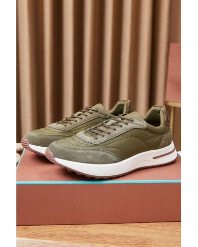 Замшевые кроссовки Loro Piana Week End Walk - Green