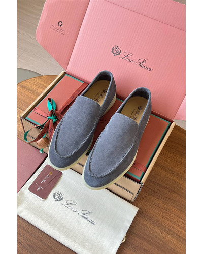Замшевые лоферы Loro Piana Premium - Grey